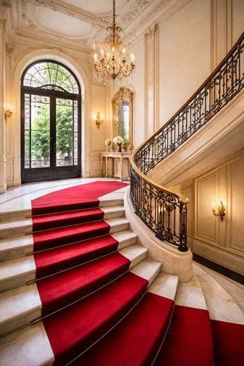 escalier élégant dans un bâtiment haussmannien